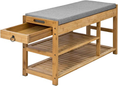 Bamboo Shoe Bench Drawers Lift Top Tristar Online