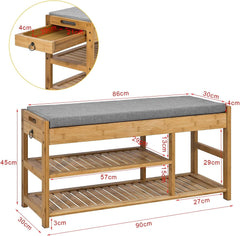 Bamboo Shoe Bench Drawers Lift Top Tristar Online