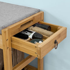 Bamboo Shoe Bench Drawers Lift Top Tristar Online