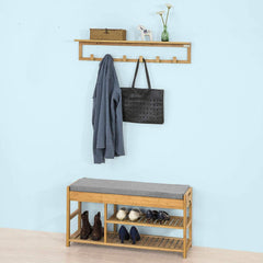 Bamboo Shoe Bench Drawers Lift Top Tristar Online