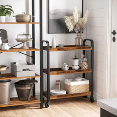 Rustic Brown Kitchen Trolley Rolling Cart with Steel Structure (66 x 26 x 85 cm) Tristar Online