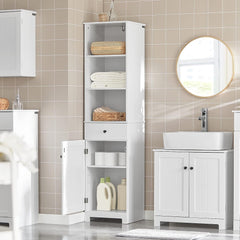 Tall Bathroom Storage Cabinet 3 Shelves, White Tristar Online