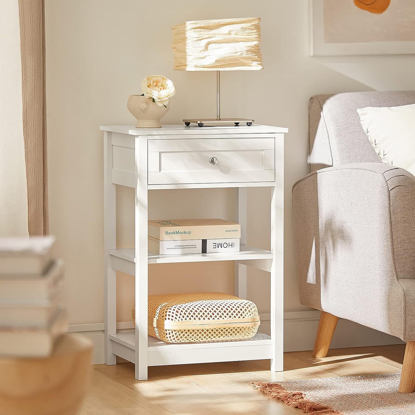 Bedside Table with Drawer Shelves Tristar Online