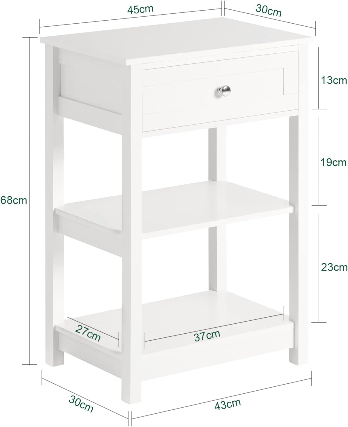 Bedside Table with Drawer Shelves Tristar Online