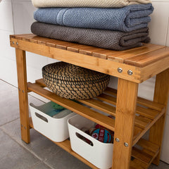 Bamboo Shoe Bench Rack Storage with shelves Tristar Online