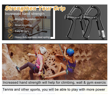 2 Pack Adjustable Hand Grip Strengthener for Hand Grip Strength and Wrist Rehabilitation (Resistance 5-60 kg) Tristar Online