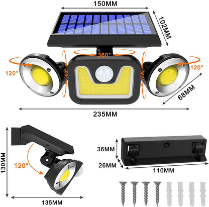Outdoor Solar Lights with 3 Adjustable Head for Porch Garden Patio Tristar Online