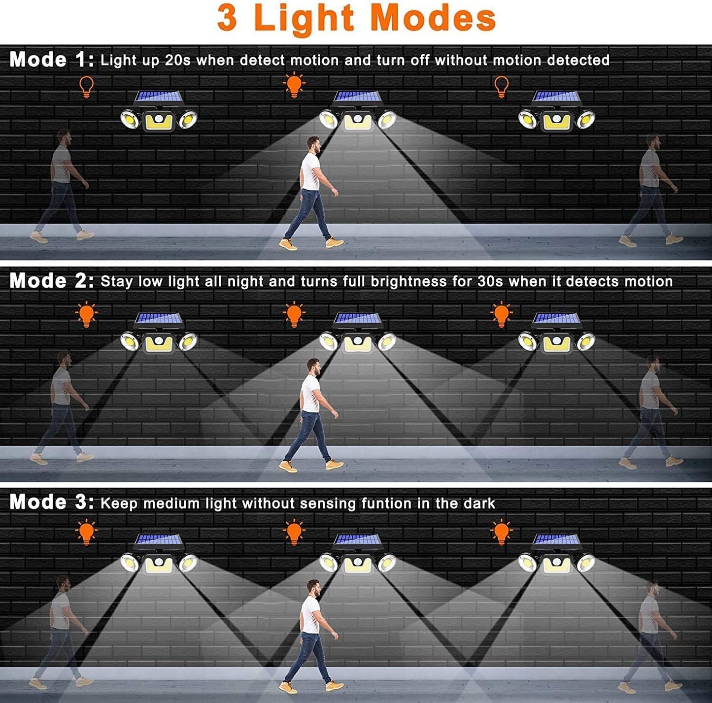 Outdoor Solar Lights with 3 Adjustable Head for Porch Garden Patio Tristar Online