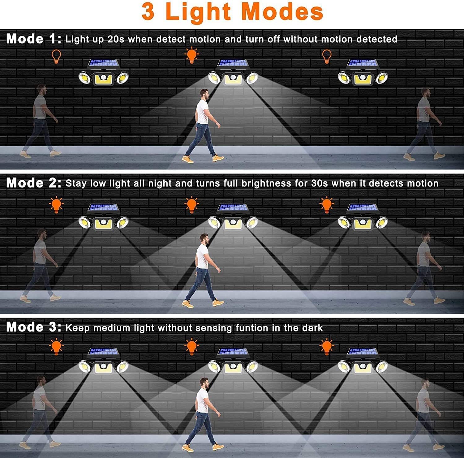 Outdoor Solar Lights with 3 Adjustable Head for Porch Garden Patio Tristar Online