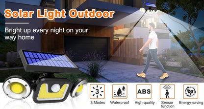 Outdoor Solar Lights with 3 Adjustable Head for Porch Garden Patio Tristar Online