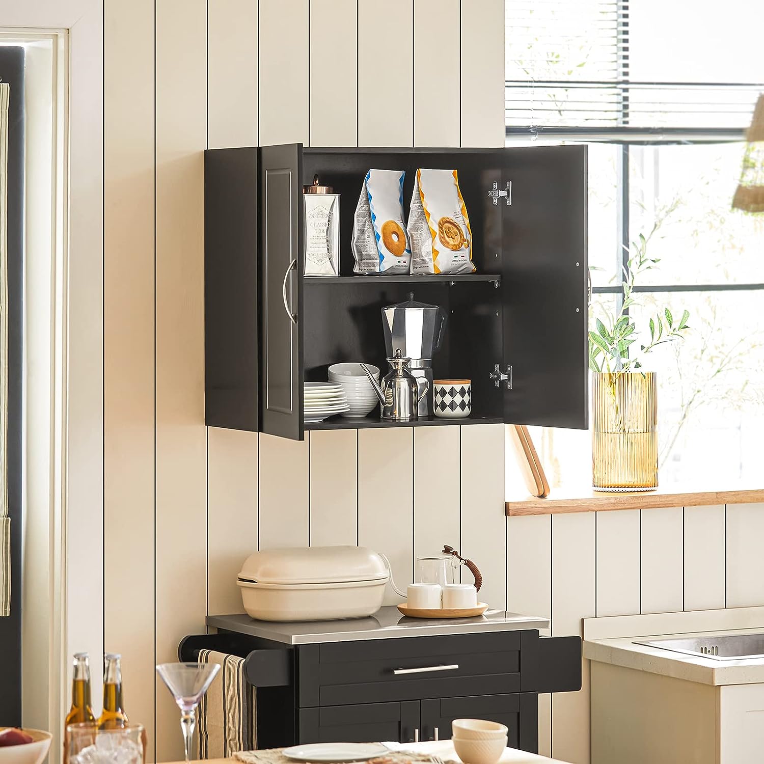 Wall Storage Cabinet Double Doors, Black Tristar Online