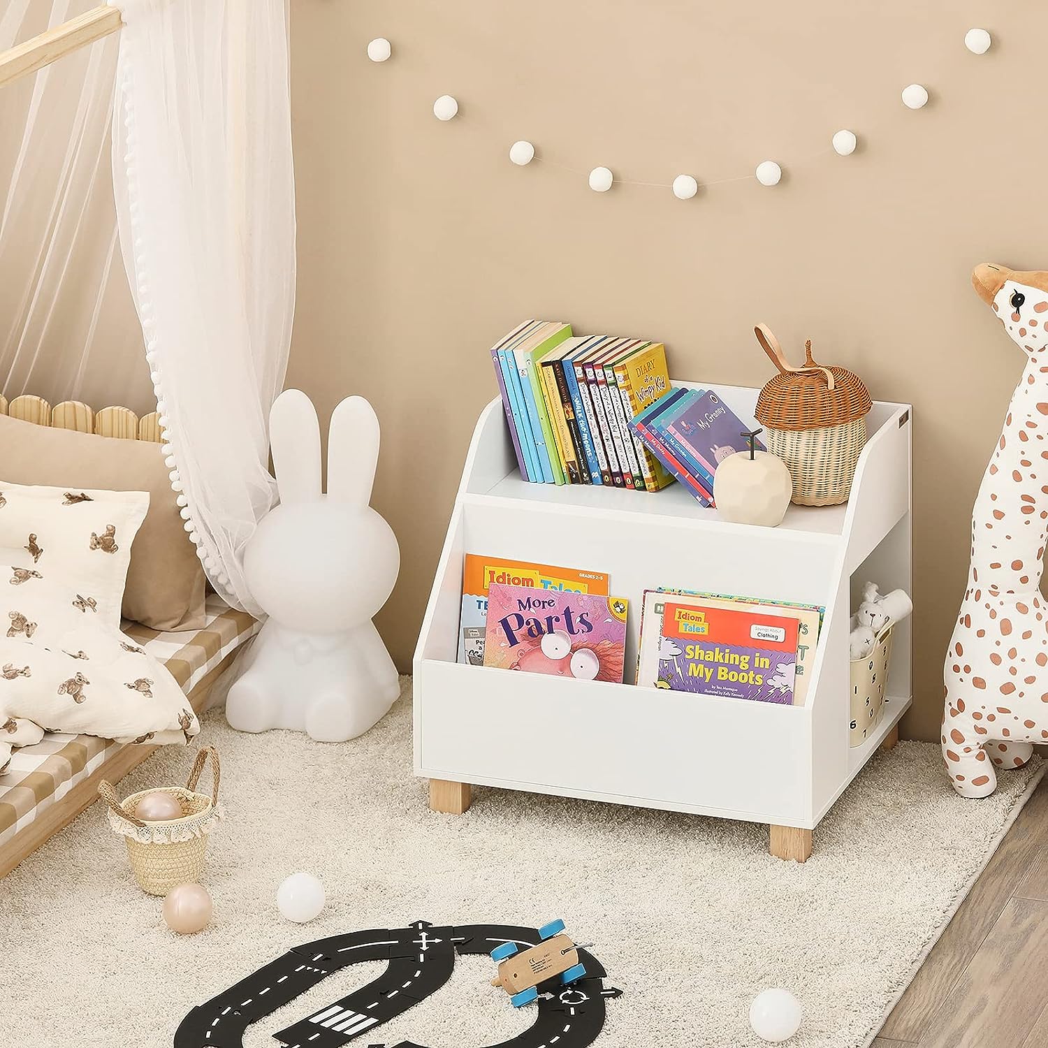 Kids Storage Bookcase 3 Compartments, White Tristar Online