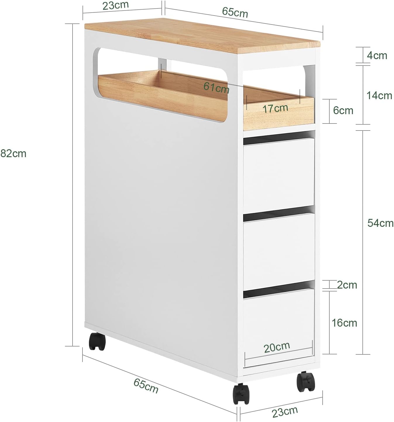 Storage Cart Narrow Cabinet Wheels Tray Drawers Tristar Online