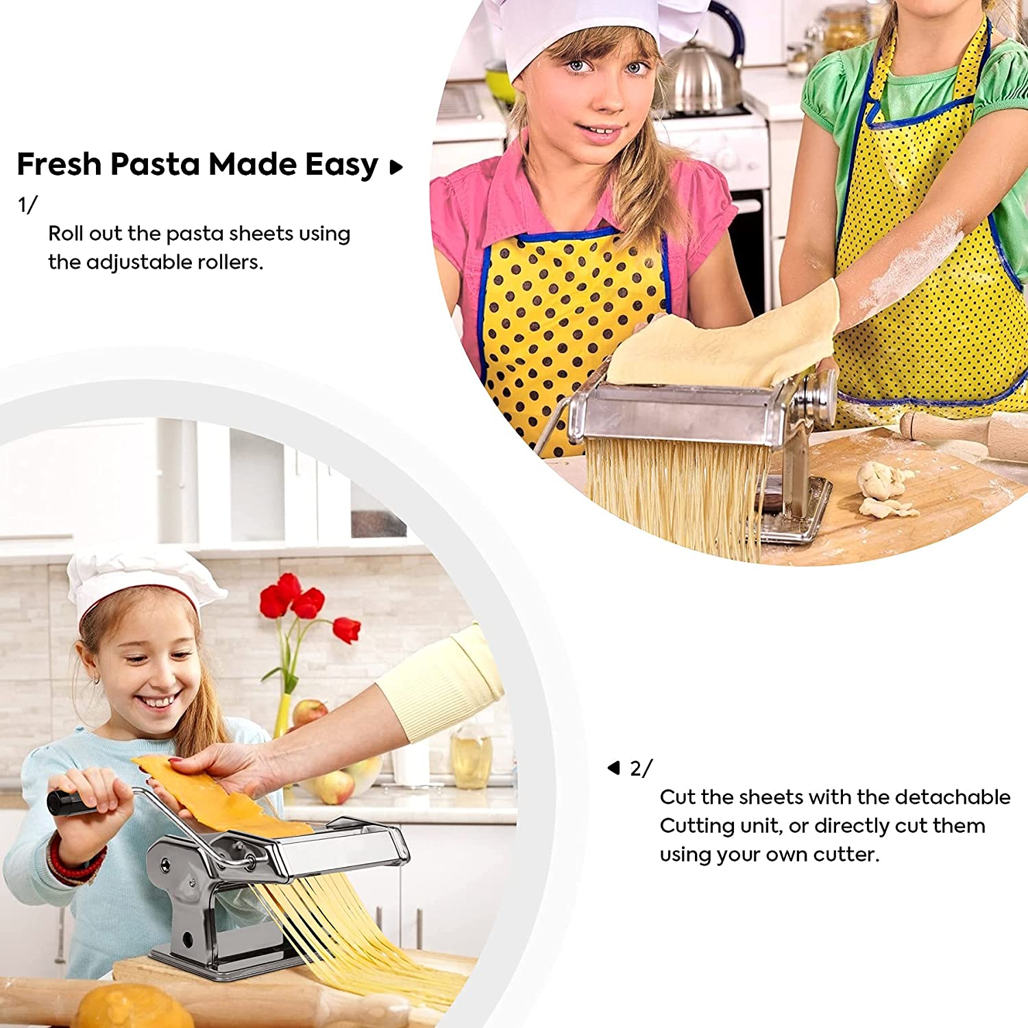 VIKUS Pasta Maker Manual Steel Machine with 8 Adjustable Thickness Settings Tristar Online