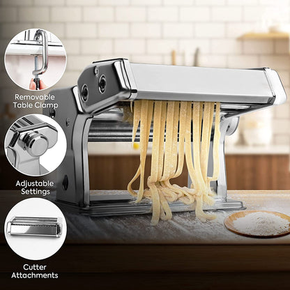 VIKUS Pasta Maker Manual Steel Machine with 8 Adjustable Thickness Settings Tristar Online