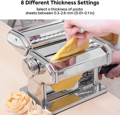 VIKUS Pasta Maker Manual Steel Machine with 8 Adjustable Thickness Settings Tristar Online