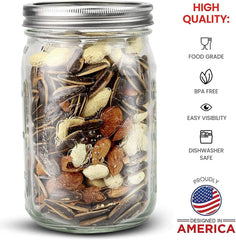 12 Pieces Canning Jars - 480ml Mason Jar Empty Glass Spice Bottles with Airtight Lids and Labels Tristar Online