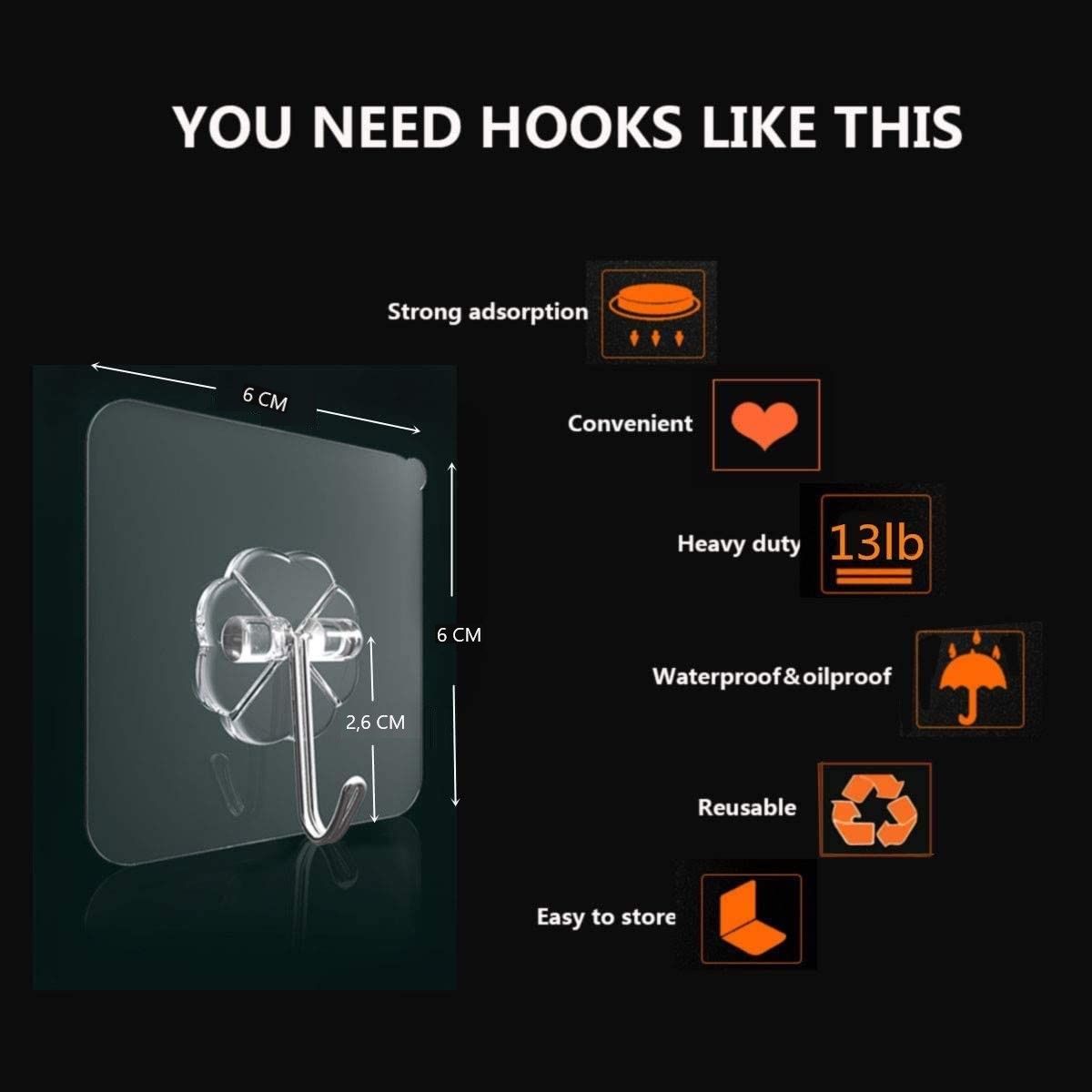 24 Packs Heavy Duty Adhesive Hooks Kitchen Wall Hooks Tristar Online