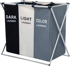 3 in 1 Large 135L Laundry Clothes Hamper Basket with Waterproof bags and Aluminum Frame (Multi) Tristar Online