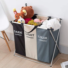 3 in 1 Large 135L Laundry Clothes Hamper Basket with Waterproof bags and Aluminum Frame (Multi) Tristar Online