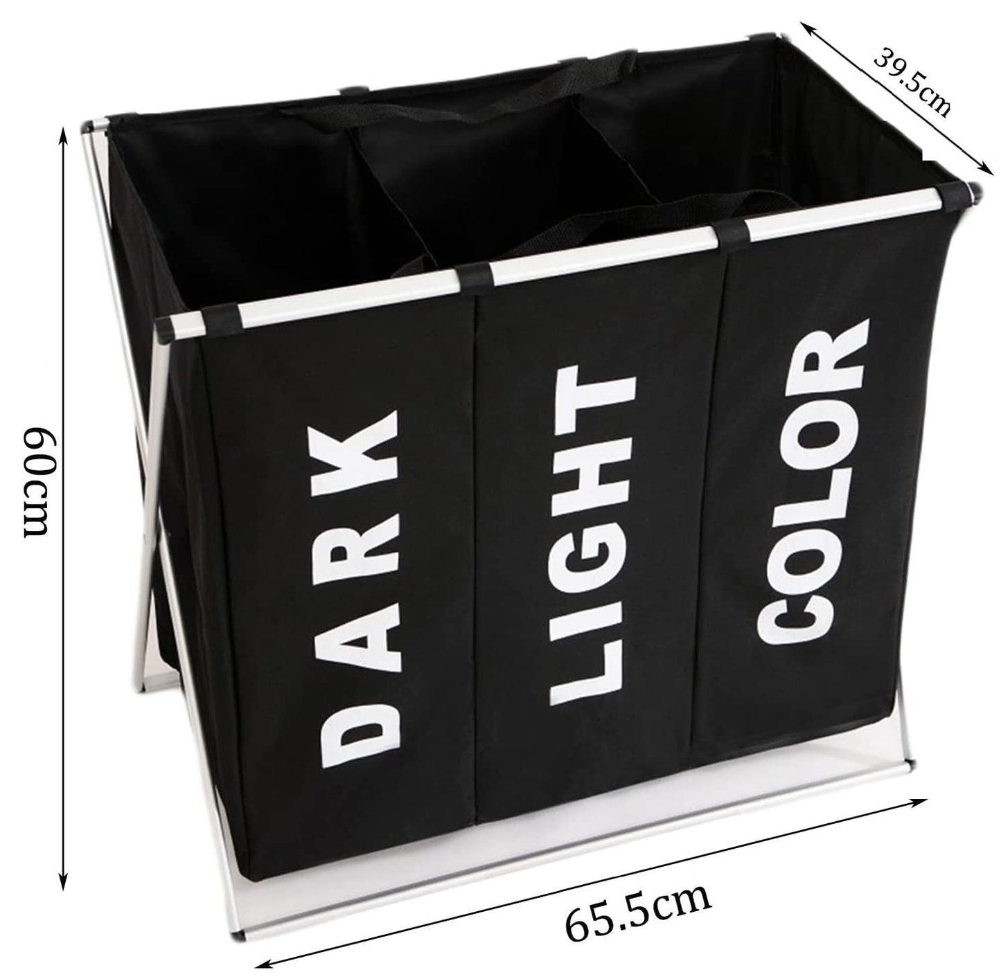 3 in 1 Large 135L Laundry Clothes Hamper Basket with Waterproof bags and Aluminum Frame (Black) Tristar Online