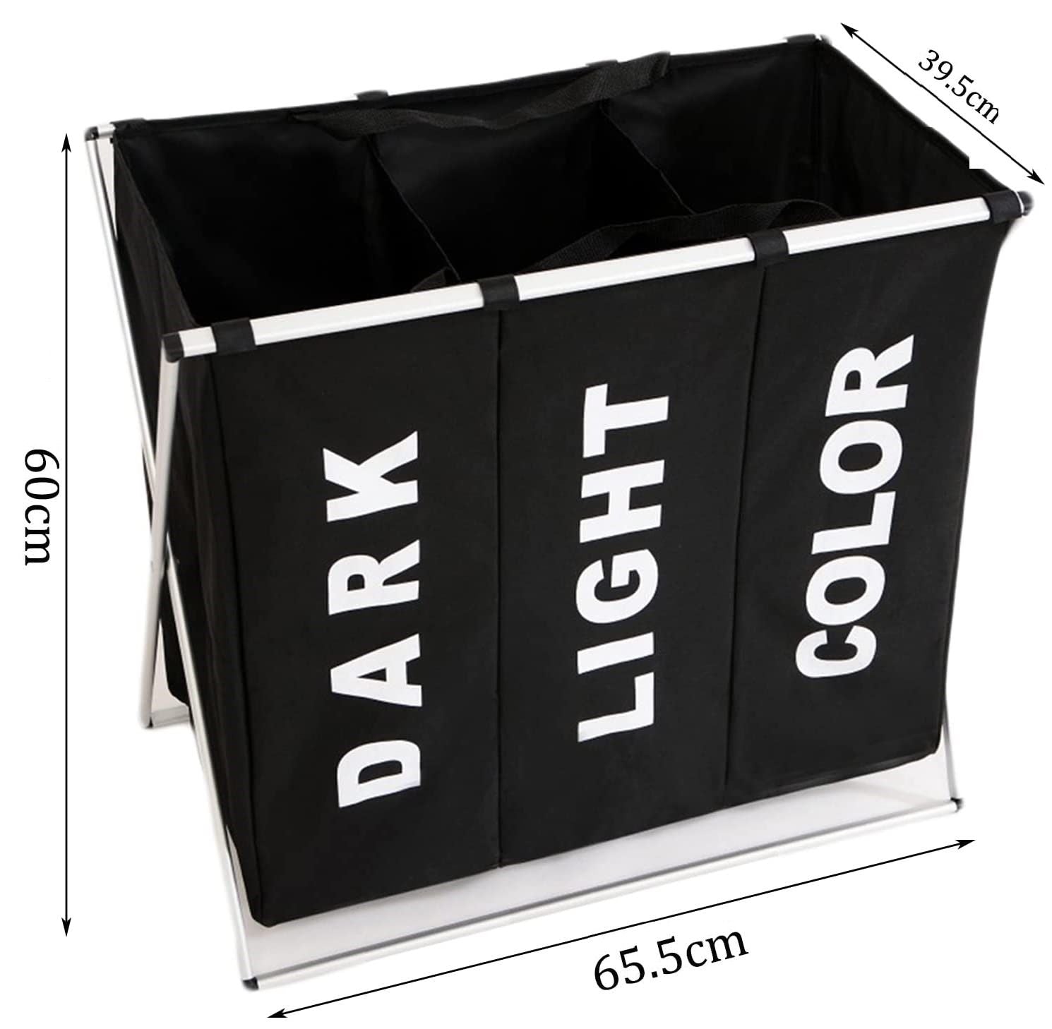 3 in 1 Large 135L Laundry Clothes Hamper Basket with Waterproof bags and Aluminum Frame (Black) Tristar Online
