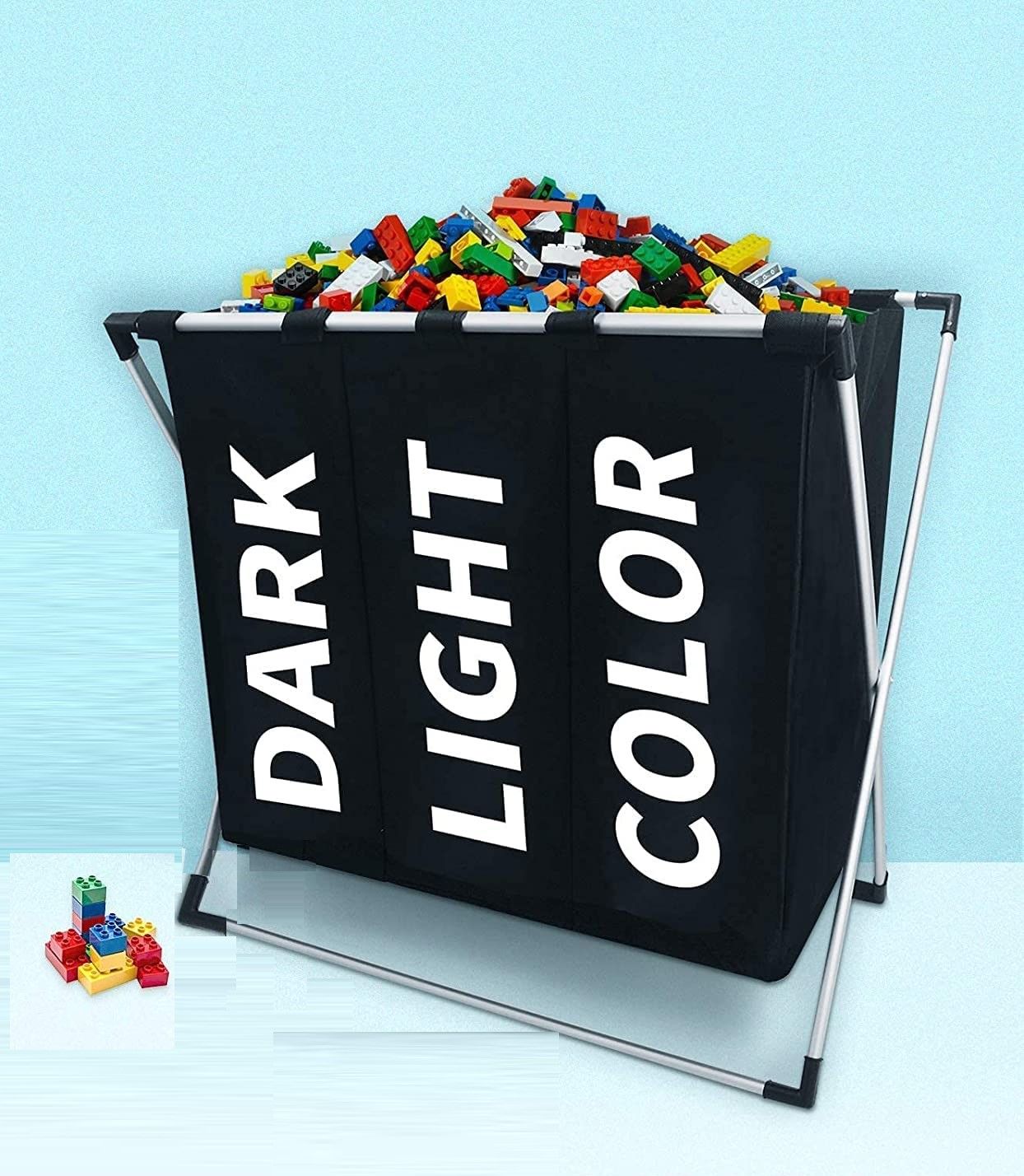 3 in 1 Large 135L Laundry Clothes Hamper Basket with Waterproof bags and Aluminum Frame (Black) Tristar Online