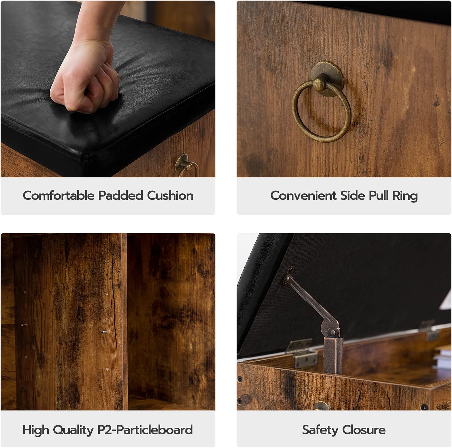 Shoe Storage Bench with Padded Cushion,Flip-Open Storage Box and Adjustable Shelf for Entryway and Living Room Tristar Online