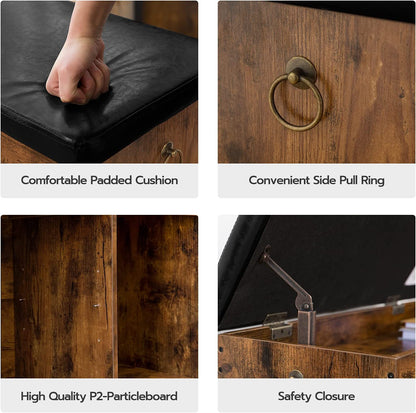 Shoe Storage Bench with Padded Cushion,Flip-Open Storage Box and Adjustable Shelf for Entryway and Living Room Tristar Online