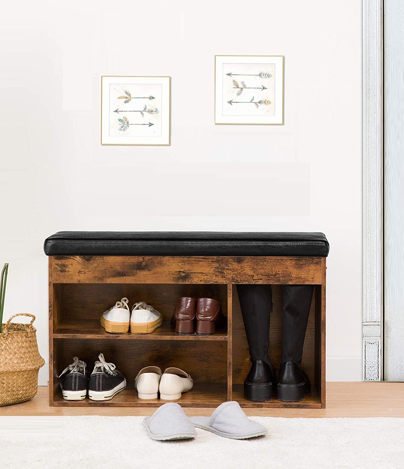 Shoe Storage Bench with Padded Cushion,Flip-Open Storage Box and Adjustable Shelf for Entryway and Living Room Tristar Online