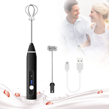 Black Rechargeable Electric Milk Frother Handheld (3 Speeds) Tristar Online