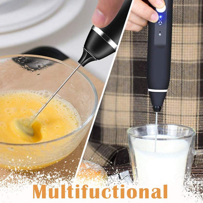Black Rechargeable Electric Milk Frother Handheld (3 Speeds) Tristar Online