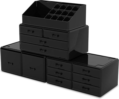 Makeup Cosmetic Organizer Storage with 12 Drawers Display Boxes (Black) Tristar Online