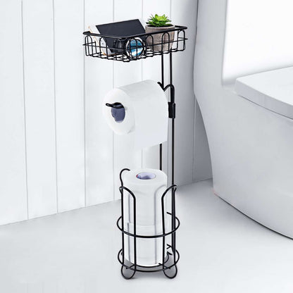 Toilet Paper Holder Stand and Storage Dispenser with Shelf for Bathroom Tristar Online
