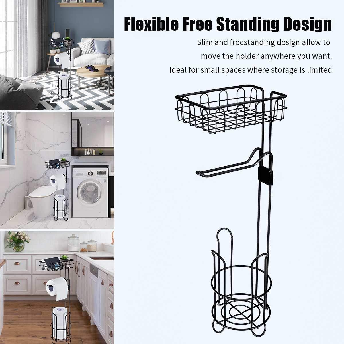 Toilet Paper Holder Stand and Storage Dispenser with Shelf for Bathroom Tristar Online