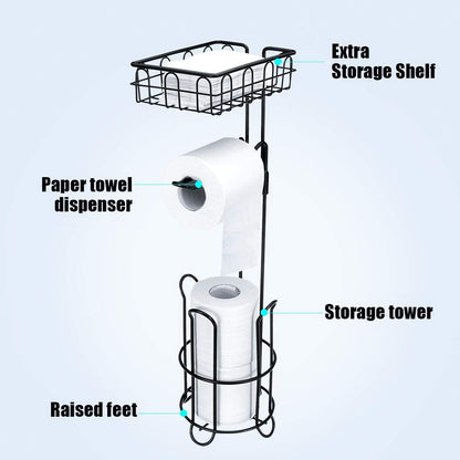 Toilet Paper Holder Stand and Storage Dispenser with Shelf for Bathroom Tristar Online