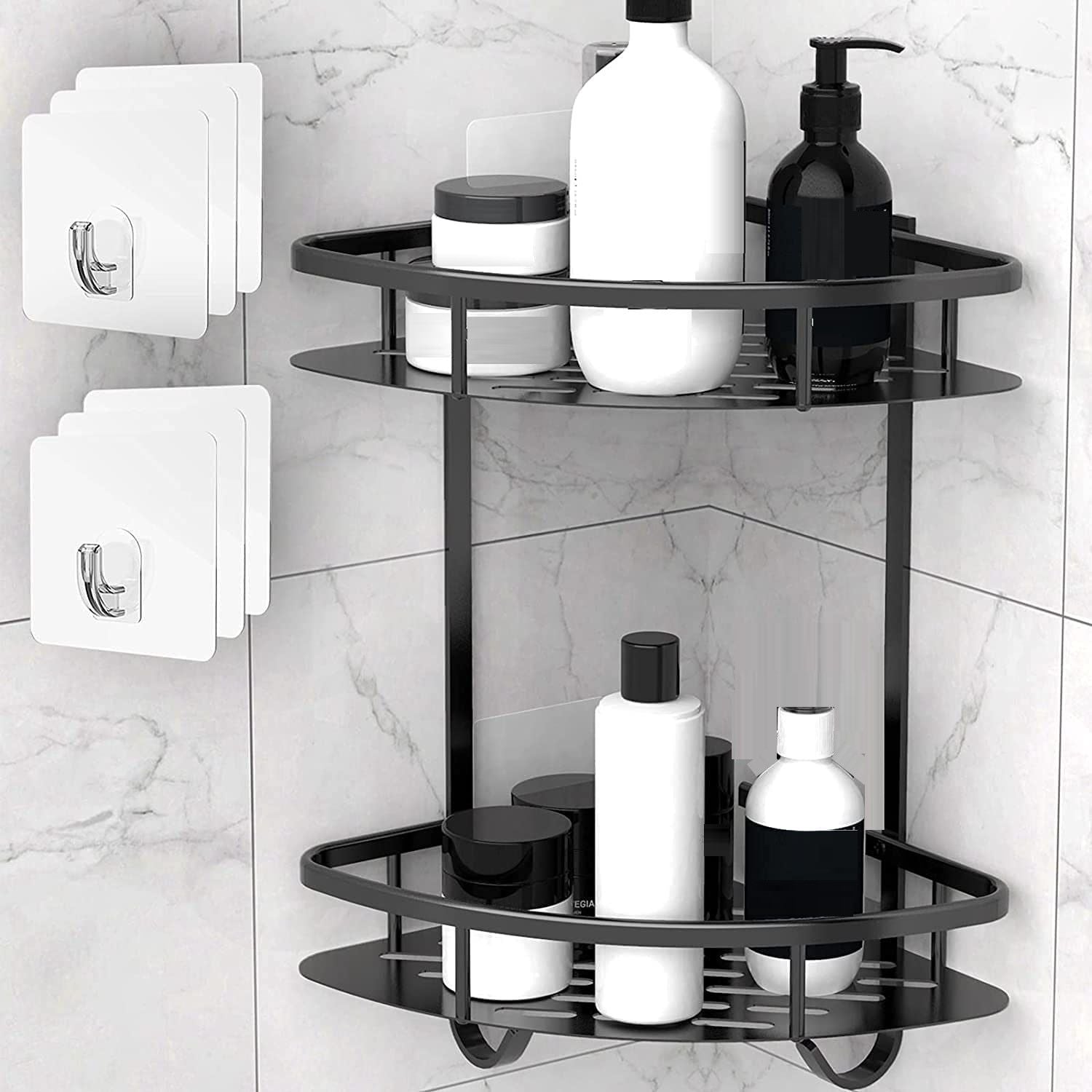2 Pack Aluminum Adhesive Shower Caddy Corner Shelf Storage Rack for Bathroom Tristar Online