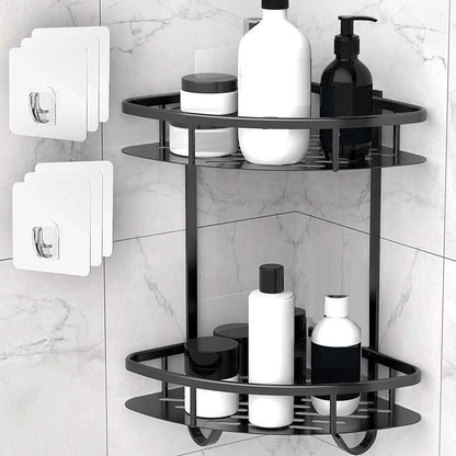 2 Pack Aluminum Adhesive Shower Caddy Corner Shelf Storage Rack for Bathroom Tristar Online
