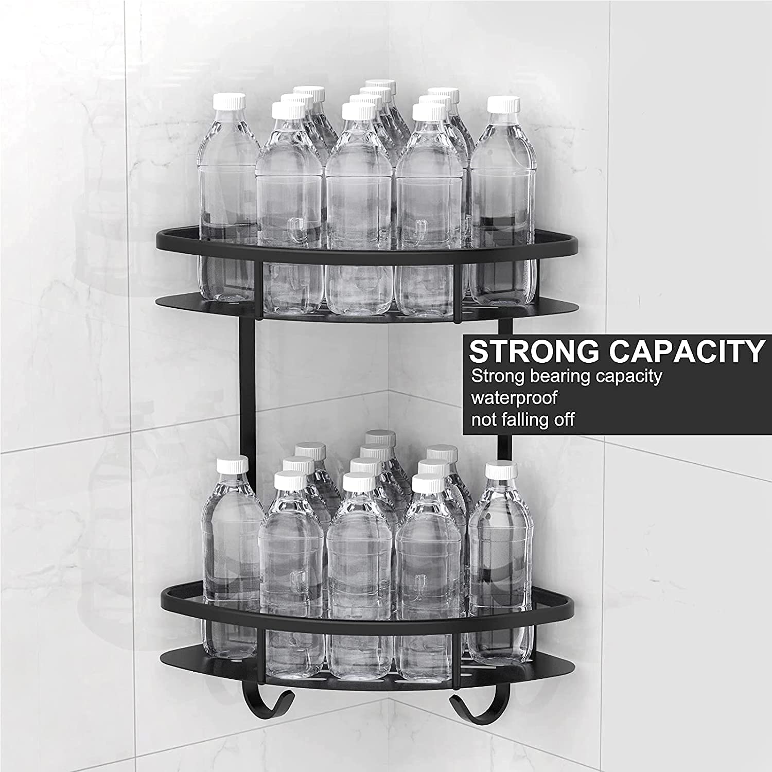 2 Pack Aluminum Adhesive Shower Caddy Corner Shelf Storage Rack for Bathroom Tristar Online