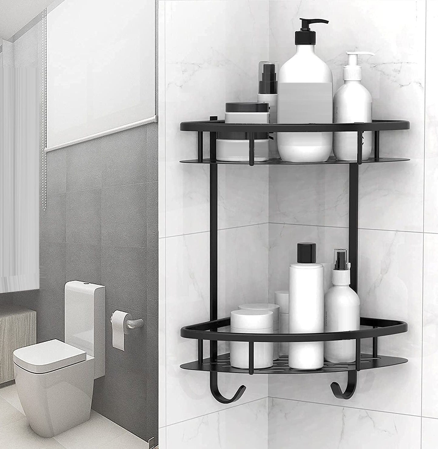 2 Pack Aluminum Adhesive Shower Caddy Corner Shelf Storage Rack for Bathroom Tristar Online