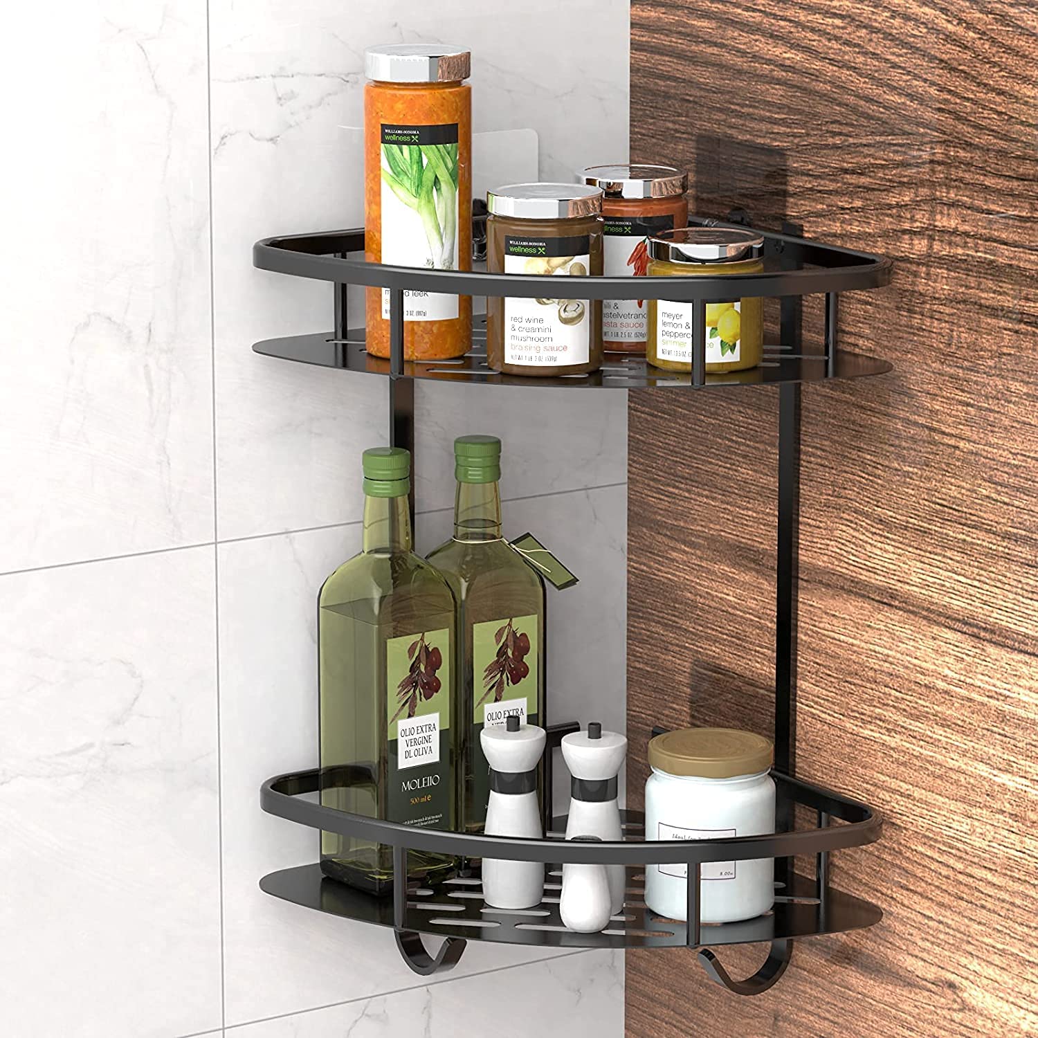 2 Pack Aluminum Adhesive Shower Caddy Corner Shelf Storage Rack for Bathroom Tristar Online