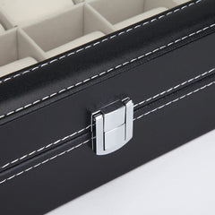 Black PU Leather Watch Organizer Display Storage Box Cases for Men & Women (12 slots) Tristar Online