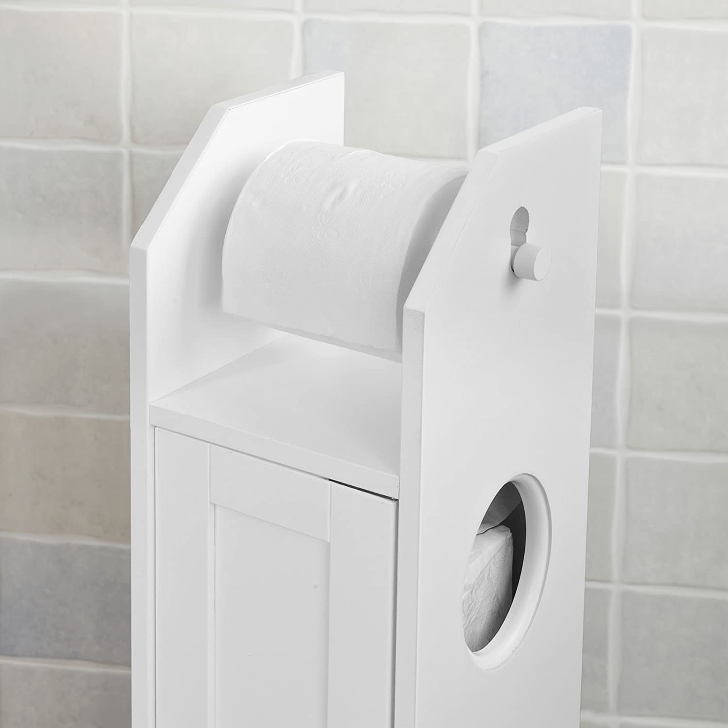 Toilet Paper Holder with Storage, Freestanding Cabinet, Toilet Brush Holder and Toilet Paper Dispenser Tristar Online
