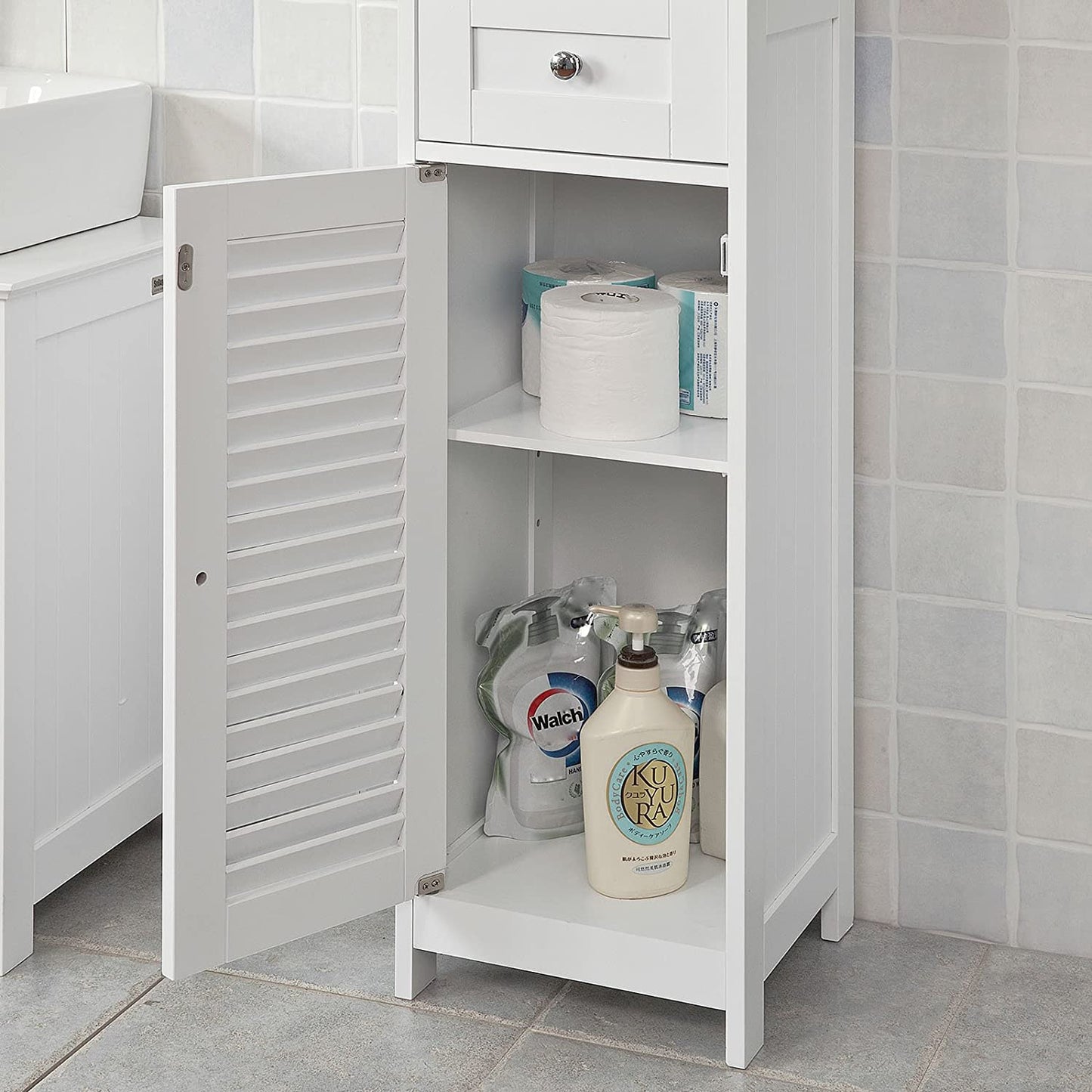 Freestanding Tall Bathroom Cabinet 170x32x30 cm Tristar Online