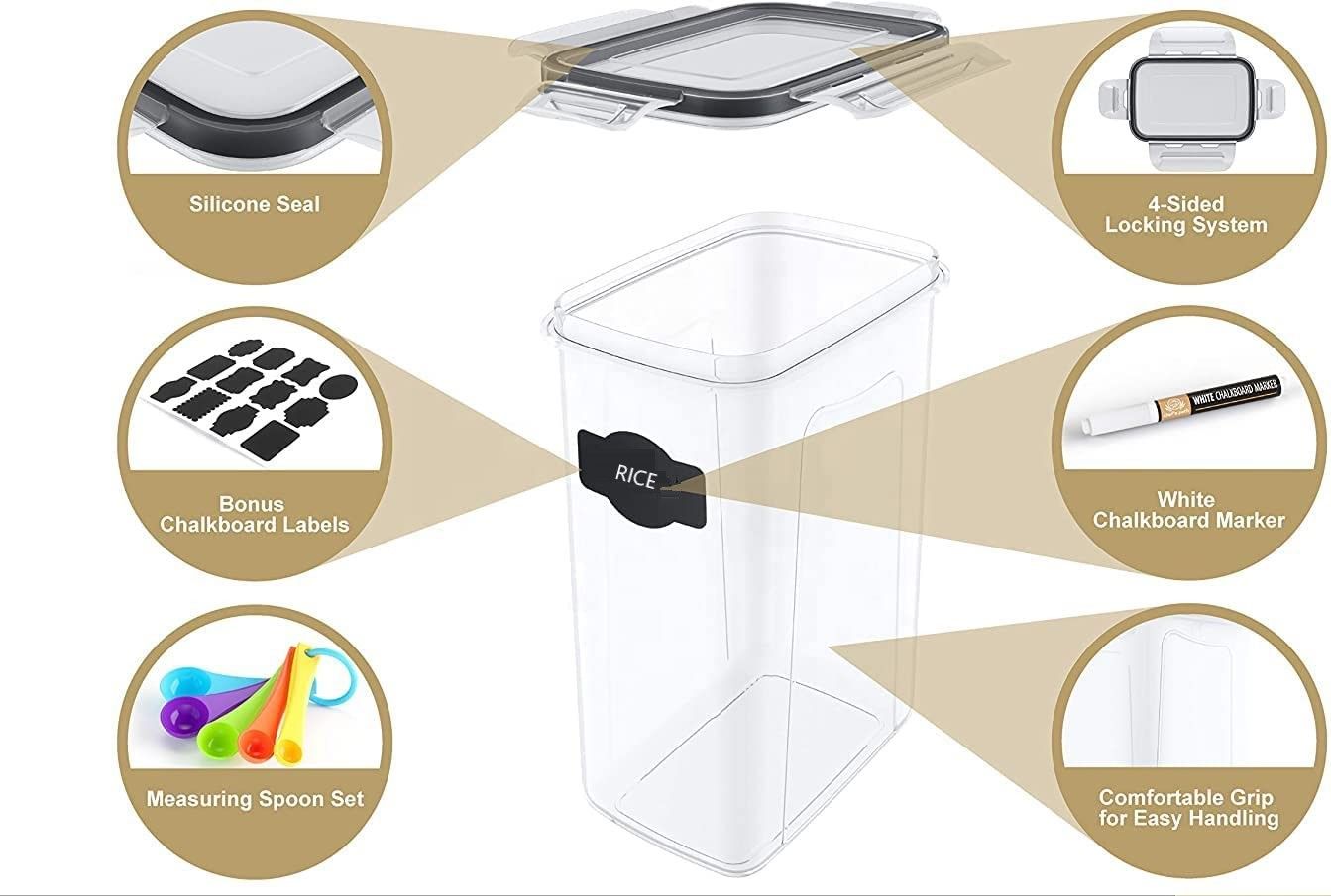 7 Pieces Plastic BPA Free Food Storage Containers for Kitchen (Black) Tristar Online