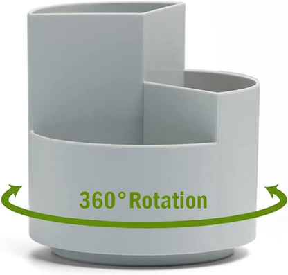 360 degree rotating multi-functional pen holder with 3 separate layer for office desk organiser (Grey) Tristar Online