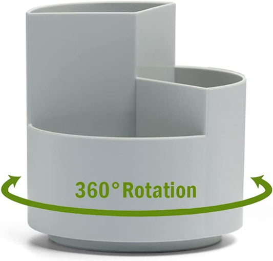 360 degree rotating multi-functional pen holder with 3 separate layer for office desk organiser (Grey) Tristar Online