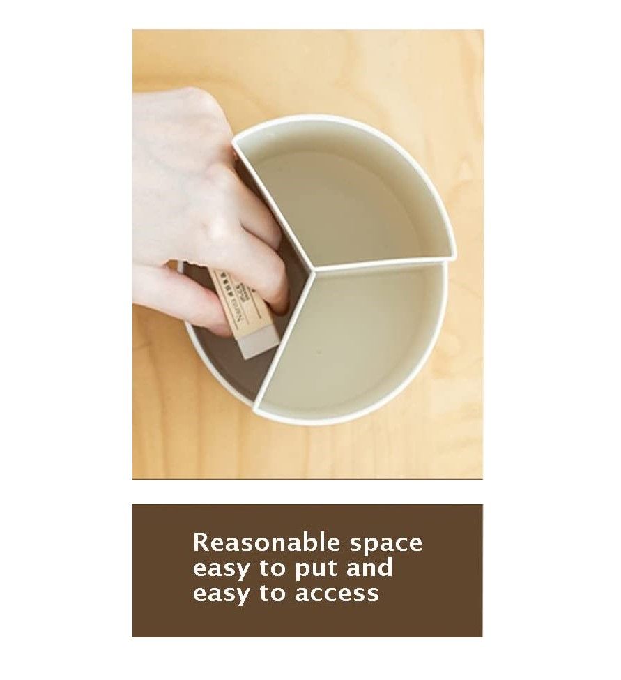 360 degree rotating multi-functional pen holder with 3 separate layer for office desk organiser (Grey) Tristar Online