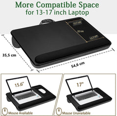 Portable Laptop Desk with Device Ledge, Mouse Pad and Phone Holder for Home Office (Black, 43cm) Tristar Online
