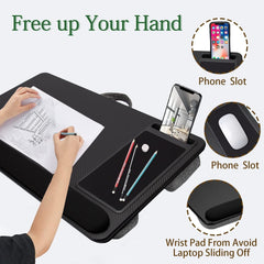 Portable Laptop Desk with Device Ledge, Mouse Pad and Phone Holder for Home Office (Black, 43cm) Tristar Online